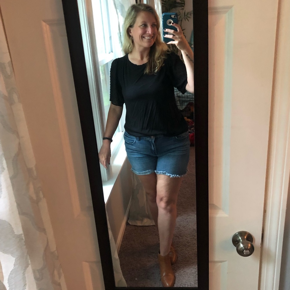 Ann Taylor loft flutter sleeve black top